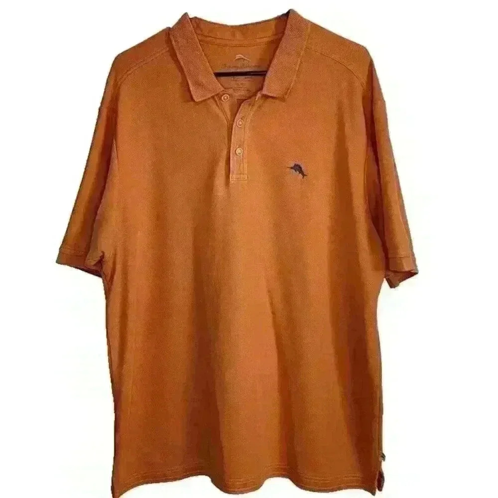 Tommy Bahama Mens Orange Short Sleeve Polo‎ Shirt XL Supima Cotton